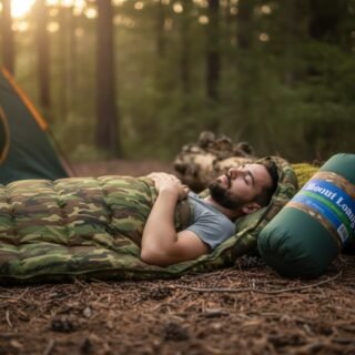 Colchonete Camping Camuflado Pesca Acampamento Retiro Trilha C/ Saco De Transporte Mochila Hezzo Hometech