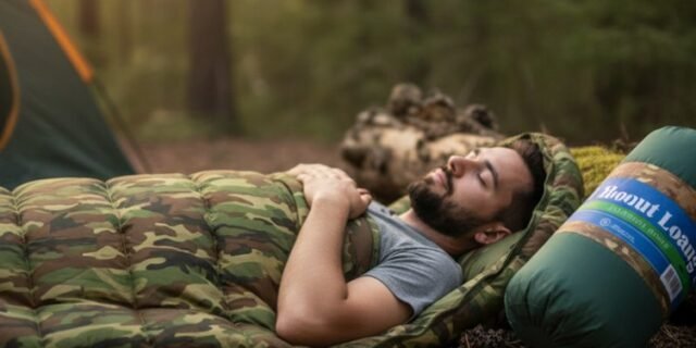 Colchonete Camping Camuflado Pesca Acampamento Retiro Trilha C/ Saco De Transporte Mochila Hezzo Hometech