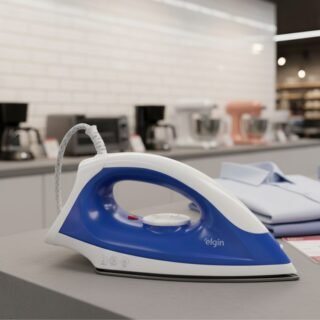 Ferro de Passar a Seco Iron Force Elgin Super Leve Branco e Azul Base Antiaderente 220V