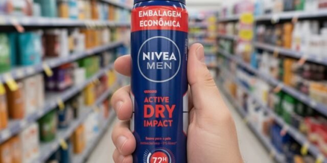 Nivea Men Desodorante Antitranspirante Aerossol Active Dry Impact 200ml, Proteção 72h, Contra Suor E Mau Odor, Dupla Proteção, Antibacteriano