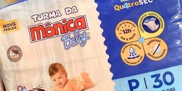 Fralda Turma da Mônica Baby Jumbo P 30 Unidades