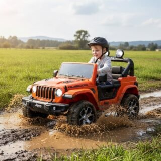 Jeep Elétrico Infantil Laranja Bandeirante – Wrangler 12V com Controle Remoto 2 Marchas