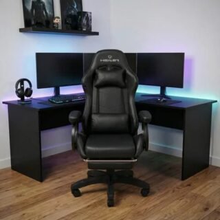 Cadeira Gamer Verde e Preto Healer Level Reclinável Giratória com apoio de pés