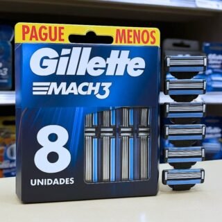 Gillette Mach3 – Carga para Aparelho de Barbear, Leve 8 Pague 6 (o pacote pode variar)
