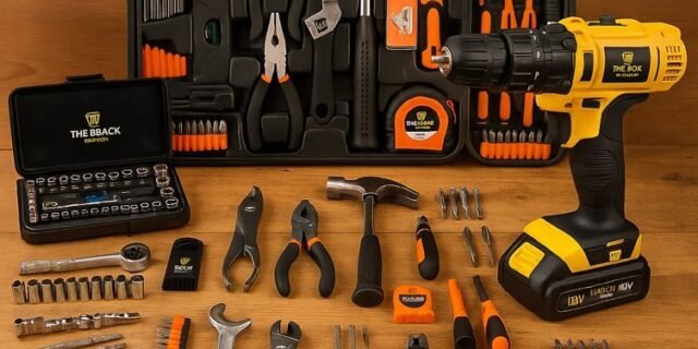 Jogo De Ferramentas 169 Peças Com Maleta E Furadeira Parafusadeira Sem Fio A Bateria Tb-12e 12v 3/8 10mm The Black Tools