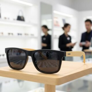 Óculos De Sol Bambu Quadrado Masculino Clássico Praia