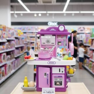 Kit ATENTU mini cozinha de brinquedo cor azul infantil completa solta água e som