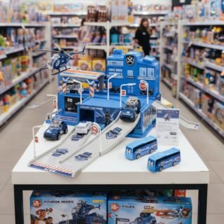 Pista de Carrinhos Infantil Garagem com Acessórios Polícia Maxi Toys