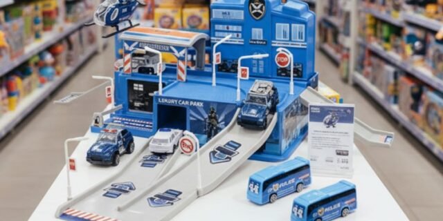 Pista de Carrinhos Infantil Garagem com Acessórios Polícia Maxi Toys