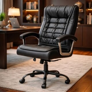 Cadeira Presidente De Couro Mola Ensacada Escritório 150kg