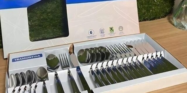 Faqueiro Búzios Em Aço Inox Com Detalhe 24 Peças TRAMONTINA