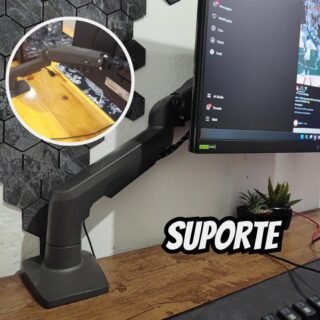 ELG, F80N, Suporte Articulado de Mesa, Pistão a Gás, Design Compacto e Retrátil, Ergonômico, Monitores 17” a 35”, 2kg a 9kg, Preto