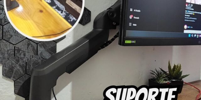 ELG, F80N, Suporte Articulado de Mesa, Pistão a Gás, Design Compacto e Retrátil, Ergonômico, Monitores 17” a 35”, 2kg a 9kg, Preto