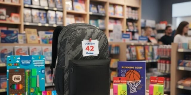 Kit Material Escolar Premium 42 Itens Mochila Estojo Caderno Canetas Masculino Mzcell