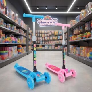 Patinete Infantil 3 Rodas Com Led Dobrável