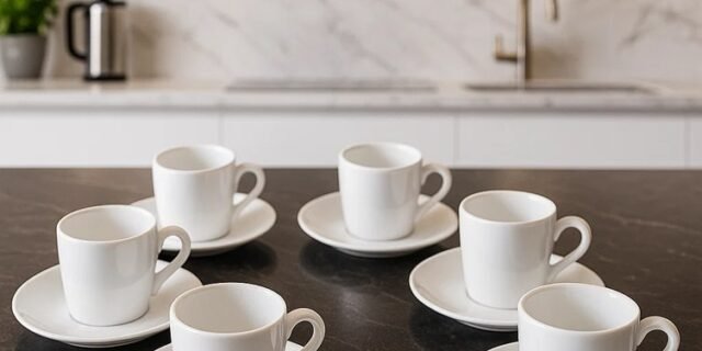 Jogo Xícaras Café Com Pires Porcelana Branca 12 Peças