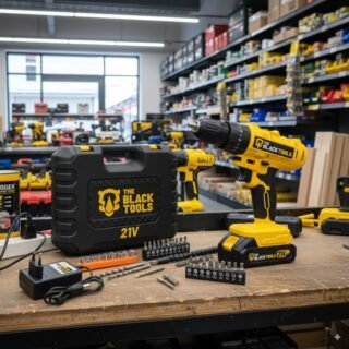 Parafusadeira Furadeira De Impacto A Bateria 21V 3/8” Bivolt 1400 Rpm Com Acessórios E Maleta TB-21PZW The Black Tools