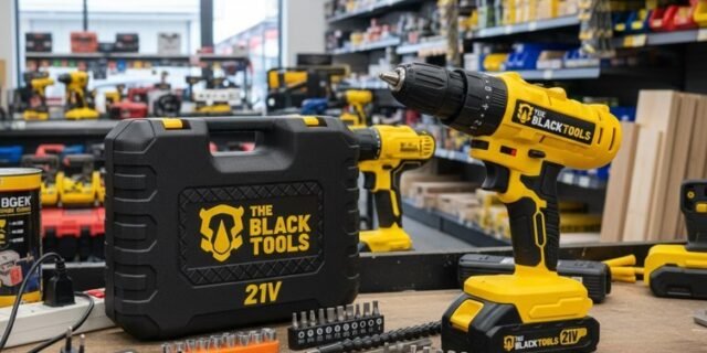 Parafusadeira Furadeira De Impacto A Bateria 21V 3/8” Bivolt 1400 Rpm Com Acessórios E Maleta TB-21PZW The Black Tools