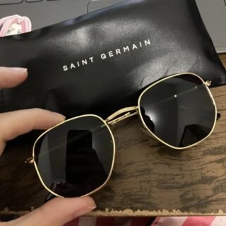 Óculos De Sol Saint Germain Dourado Harbor Aviador Uv400 Lente Preto Desenho Espelho