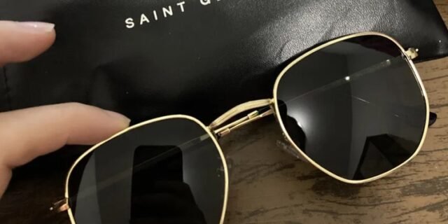 Óculos De Sol Saint Germain Dourado Harbor Aviador Uv400 Lente Preto Desenho Espelho