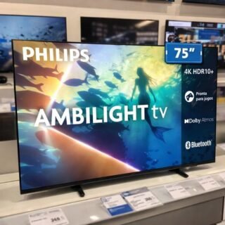 PHILIPS, Smart TV Ambilight 75″ 4K, 75PUG8100/78, Comando de Voz, HDR10+/Dolby Atmos, VRR/ALLM, Bluetooth