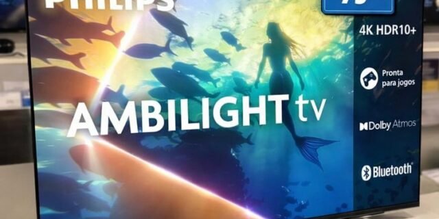 PHILIPS, Smart TV Ambilight 75″ 4K, 75PUG8100/78, Comando de Voz, HDR10+/Dolby Atmos, VRR/ALLM, Bluetooth