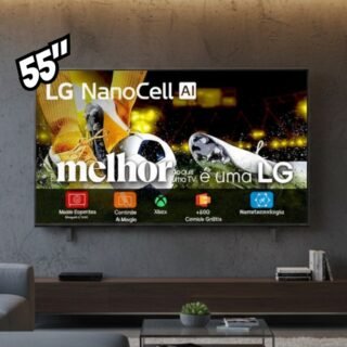 Smart TV LG NanoCell AI 4K NANO80 55 polegadas Cores Puras Processador α7 AI Ger 8 webOS 25