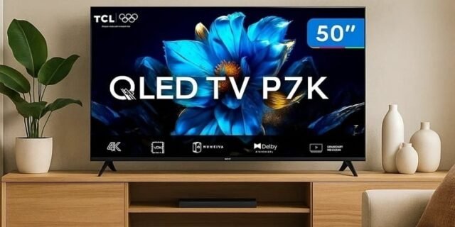 Smart TV TCL 50 Polegadas QLED 4K P7K WiFi Bluetooth Google TV HDR10+ Dolby Atmos Dolby Vision 50P7K