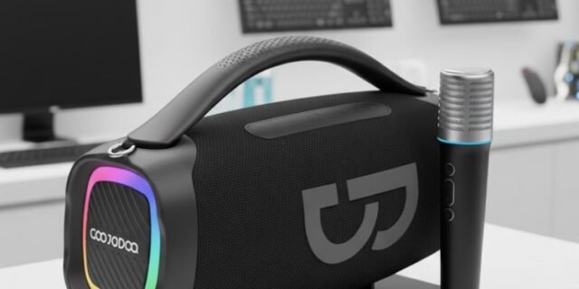 Caixa de Som Bluetooth Portátil 50W com Microfone, Grave Poderoso, Iluminação RGB – AB4092 Preto