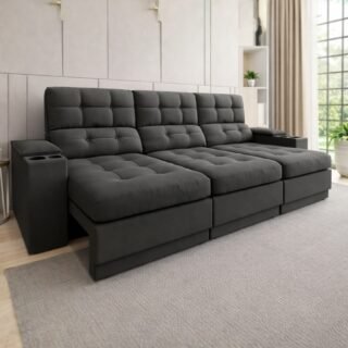 Sofá 4 Lugares Retrátil Reclinável Velosuede Neon Next Sofás