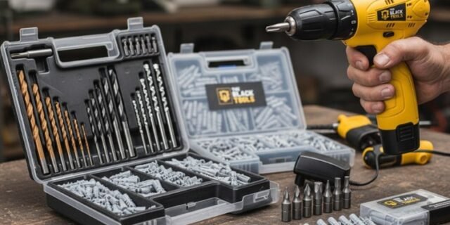 Parafusadeira Furadeira 3/8 A Bateria Tb12a The Black Tools Jogo Brocas E Buchas 300 Peças