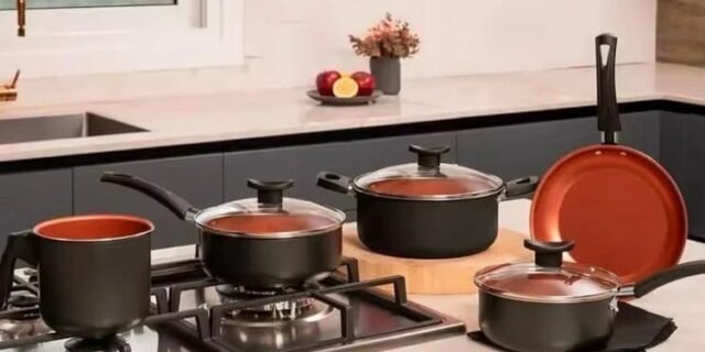 Jogo de Panelas Brinox de Alumínio Cinza 5 Peças Topázio