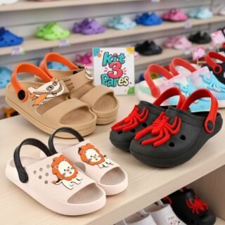 Kit 3 Pares Papete Babuche Infantil Menino E Chinelo Nuvem