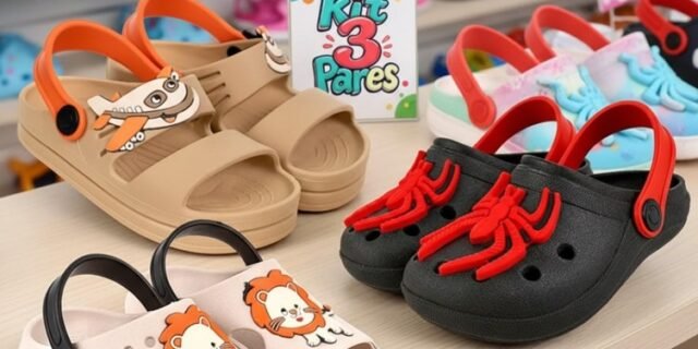 Kit 3 Pares Papete Babuche Infantil Menino E Chinelo Nuvem