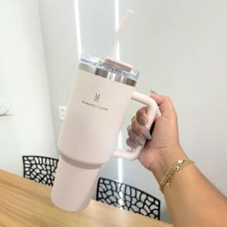 Copo Térmico Gigante 1,2l Inox Com Tampa E Inox Canudo