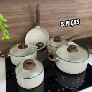 Jogo De Panelas Smart Plus Vanilla Indução Cerâmico 5peças Brinox