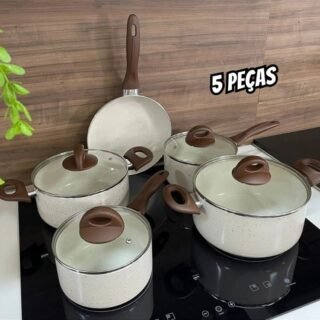 Jogo De Panelas Smart Plus Vanilla Indução Cerâmico 5peças Brinox 4774/101