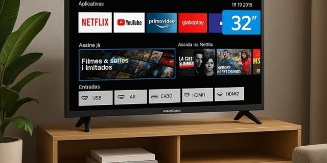 Smart TV 32″ HD Britânia B32CRA Roku TV LED Wi-fi HDMI USB