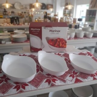 Conjunto De Assadeiras Oval Opaline 3 Peças Branco Marinex