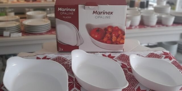 Conjunto De Assadeiras Oval Opaline 3 Peças Branco Marinex