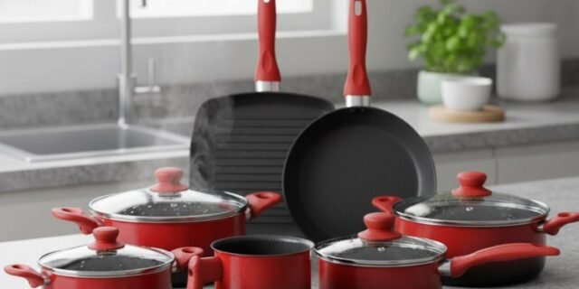 Jogo Panela Antiaderente Brinox Ceramic Life Smart Easy 7 Un Cor Vermelho