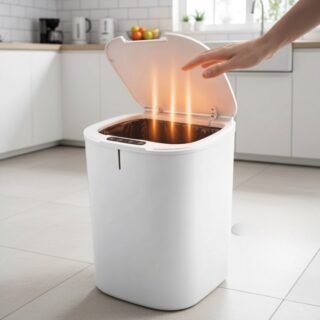 Lixeira Inteligente 16L Sensor Automático Sem Contato Recarregável USB Cor Preto Smart Para Banheiro Cozinha Moderna Tampa Touchless Abertura Automática Compacta Residencial