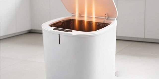 Lixeira Inteligente 16L Sensor Automático Sem Contato Recarregável USB Cor Preto Smart Para Banheiro Cozinha Moderna Tampa Touchless Abertura Automática Compacta Residencial