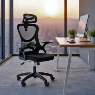 Cadeira de Escritório Giratória HomeNow Columbus Presidente Preta com Tela Mesh