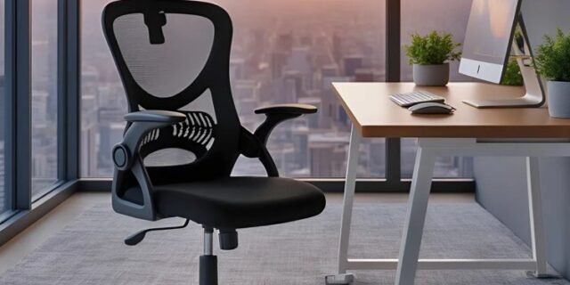 Cadeira de Escritório Giratória HomeNow Columbus Presidente Preta com Tela Mesh