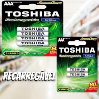 Pilha Recarregável Aaa 1,2v 950mah Tnh3gae Toshiba (cartela Com 4 Unid.)