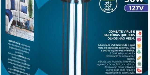 G-Light Luminária Germicida 36W 127V Combate Vírus UVC