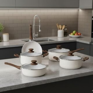 Jogo de Panelas Antiaderente com Revestimento de Cerâmica 5 Peças com Tampa de Vidro – Colinox