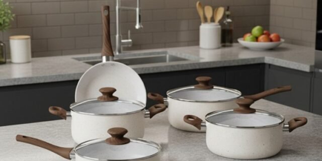 Jogo de Panelas Antiaderente com Revestimento de Cerâmica 5 Peças com Tampa de Vidro – Colinox