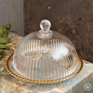 ⁠ Queijeira Wolff Imperatriz De Cristal Fio De Ouro 20cm